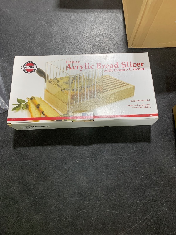 Photo 1 of Norpro Bread Slicer with Crumb Catcher Brown .5in/1.25cm