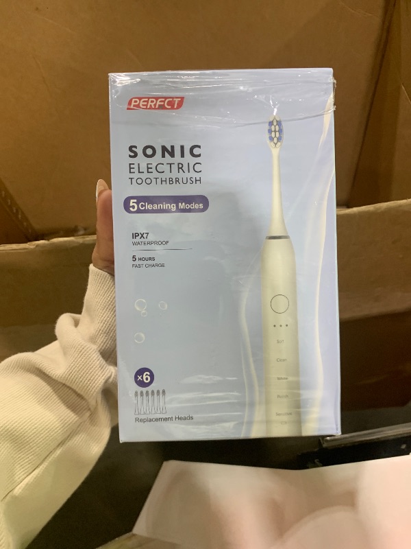 Photo 1 of PERECT Sonic Electric Toothbrush for Adults & Kids with 6 Brush Heads, 1 Charge for 90 Days, IPX7 Waterproof, 5 Modes with 2 Minutes Smart Timer, Travel Case & Dental Soft Picks, White,Adult