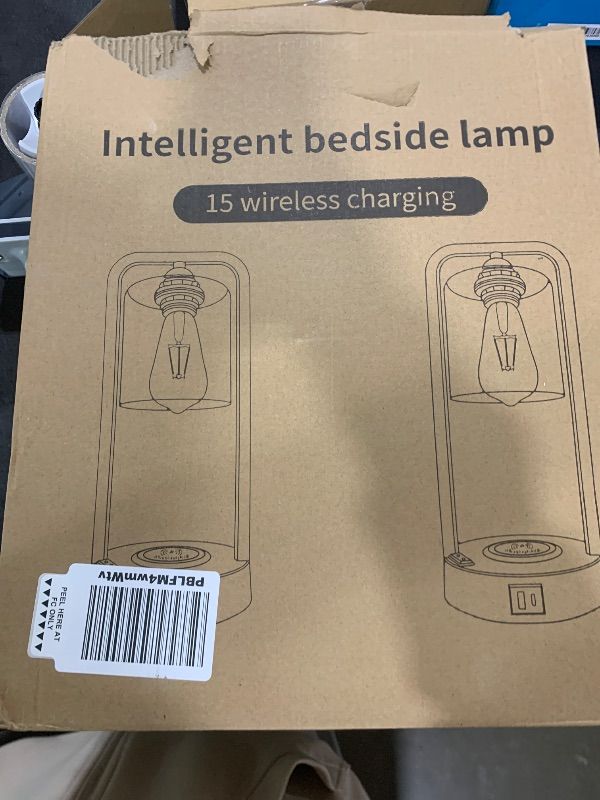 Photo 1 of Wireless Charging Table Lamp for Bedroom Set of 2, Touch Control Dimmable with Type C USB Ports & AC Outlet Bedside Nightstand Lamp, Glass Shade Industrial Desk Lamp for Home Office, Bulbs Included