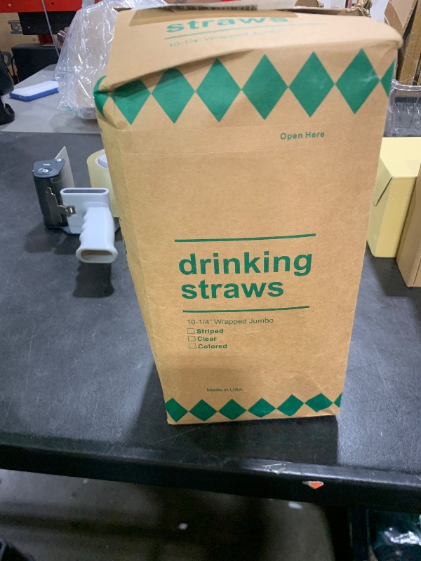 Photo 1 of Plastic Straws [500 Pcs-10.2" Long] Individually Wrapped Clear Disposable Drinking Straws - Made in USA - Straight Long Straws for Party, 0.23'' Diameter