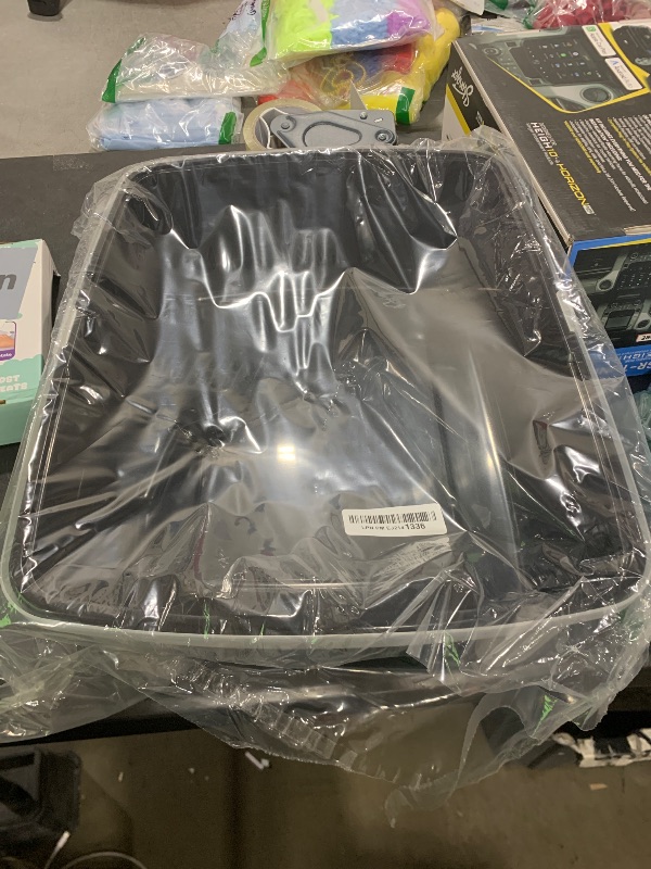 Photo 1 of IRIS USA Large Cat Litter Box with Scatter Shield and Scoop, Open Top High Sided Cat Litter Pan, Black