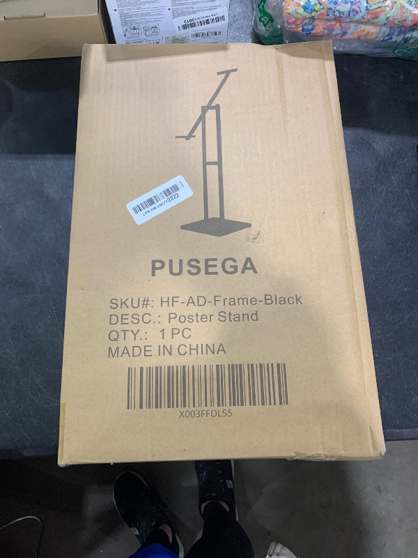 Photo 1 of Sign Holder, Heavy Duty Floor Banner Stand, Adjustable Floor Poster Stand, Metal Sign Stand, Poster Stands for Display Sign Holder Stand, Height Up to 42 Inches, 355° Rotation Display Stand(Black)