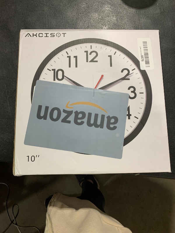 Photo 1 of AKCISOT Wall Clock 10 Inch Silent Non-Ticking Modern Clocks Battery Operated - Analog Small Classic for Office, Home, Bathroom, Kitchen, Bedroom, School, Living Room(Black)