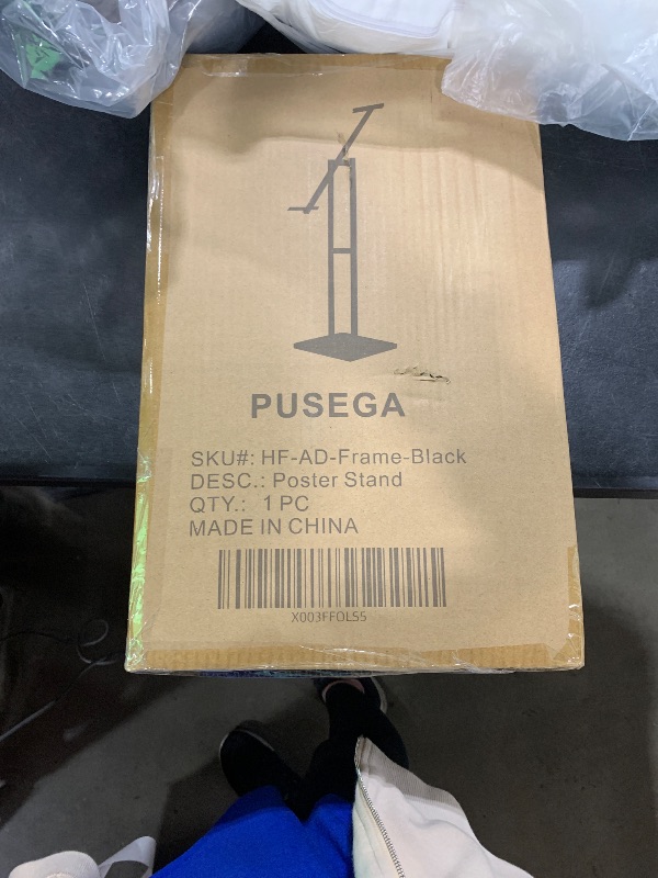 Photo 1 of Sign Holder, Heavy Duty Floor Banner Stand, Adjustable Floor Poster Stand, Metal Sign Stand, Poster Stands for Display Sign Holder Stand, Height Up to 42 Inches, 355° Rotation Display Stand(Black)