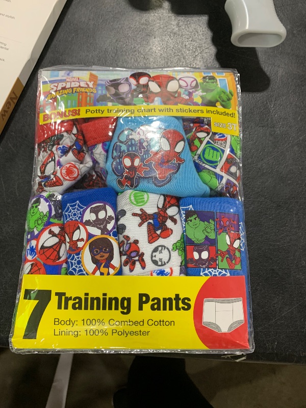 Photo 1 of Spiderman Boys' Superhero Potty Training Pants, Success Chart & Stickers, Iron Man, Hulk & More Sizes 18M-4T, 7-Pack Spidey Multi-Hero, 3T