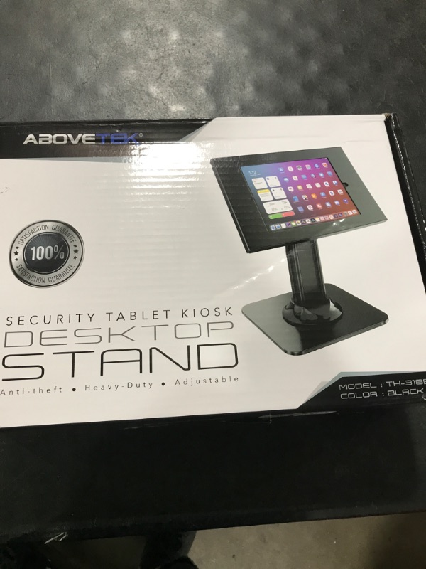 Photo 1 of AboveTEK Anti-Theft iPad Kiosk Stand – POS iPad Security Stand & Locking Tablet Stand – Heavy Duty Base, 360° Swivel, 75° Tilt Bracket – Perfect for Retail Business (Black)