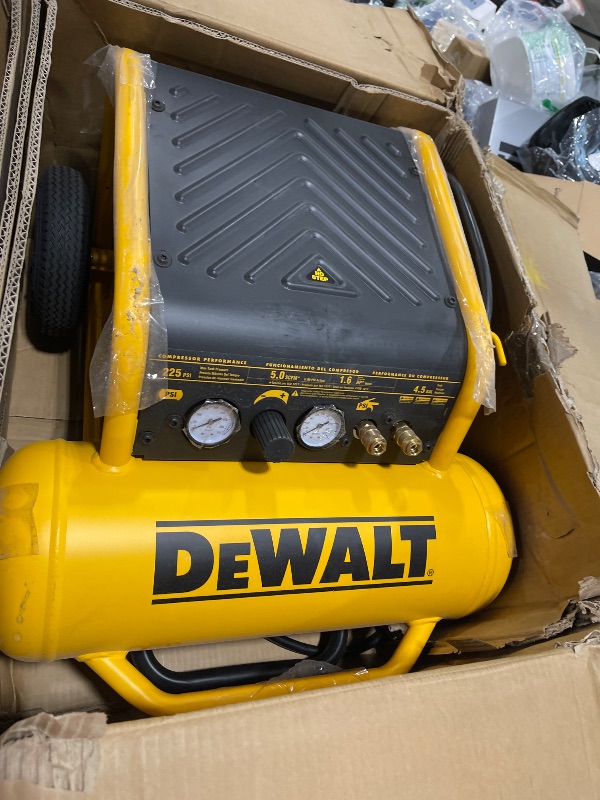 Photo 1 of DEWALT Air Compressor, 225-PSI Max, Hand Carry with Wheels, 4-1/2 Gallon (D55146)