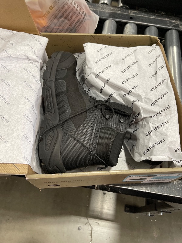 Photo 1 of FREE SOLDIER Men's Waterproof Tactical Work Boots Lightweight Comfortable Combat Hiking Boots (Black, US 9)