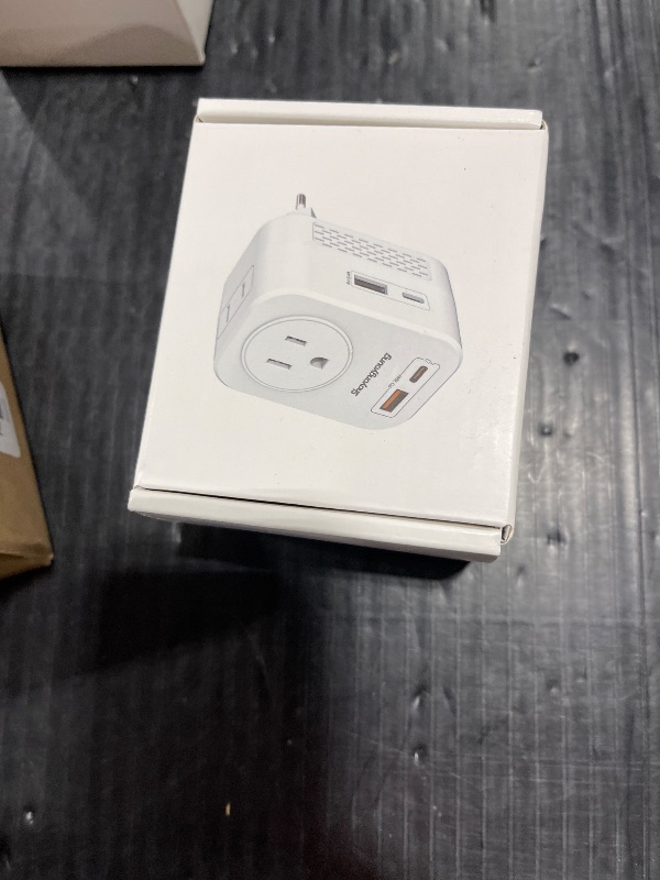 Photo 1 of Shayangyoung 220V to 110V Voltage Converter US to Europe International Universal Travel Adapter, 20W PD With 2 USB-A 2 USB-C Port, Worldwide Power Converter Plug Combo US to Spain Italy Greece White-D