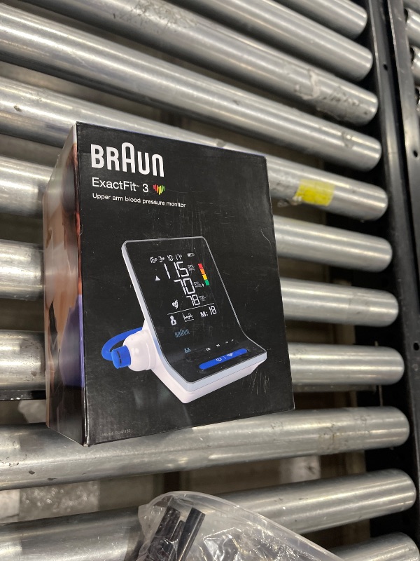 Photo 1 of Braun ExactFit 3 Blood Pressure Monitor for Home Use - Accurate Blood Pressure Machine, Color-Coded Results, Large Display High BP Monitor, 2 Upper Arm Cuff Sizes, 80 Memory Slots, FSA/HSA Eligible