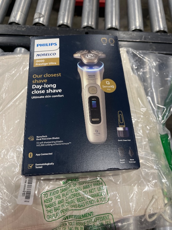 Photo 1 of Philips Norelco Shaver i9000 Prestige Ultra, Wet & Dry Electric Shaver, White Gold, SenseIQ Pro Technology, Triple Lift & Cut System, 360 Rotating NanoTech Precision Blades, Beard Styler, XP9403/88