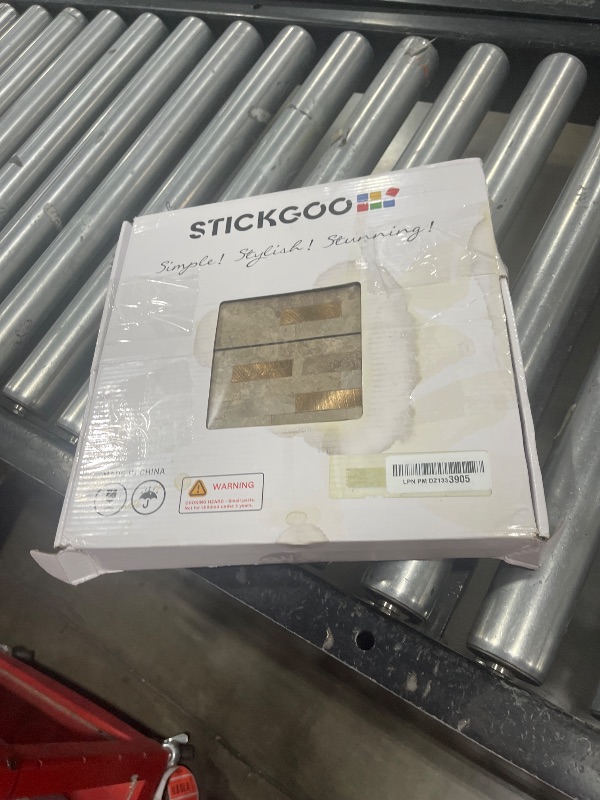 Photo 1 of STICKGOO 20 Sheets Peel and Stick Backsplash Tile, Stick on Backsplash for Kitchen and Bathroom, Stone Beige Marble Look PVC Mixed Metal Gold Self Adhesive Wall Tiles