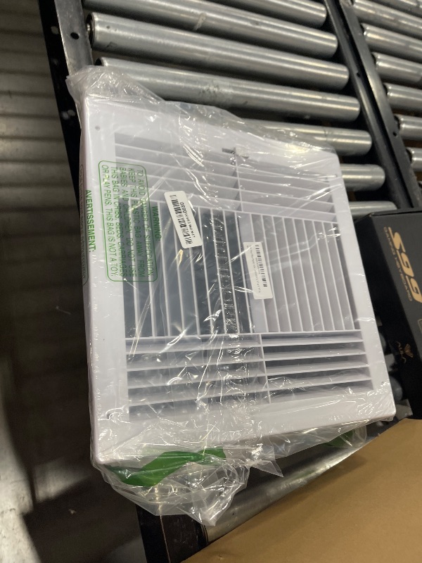 Photo 1 of HBW Four-Way Plastic Side Wall/Ceiling Register in White 12" w X 12" h for Duct Opening (Outside Dimension is 14" w X 14" h)