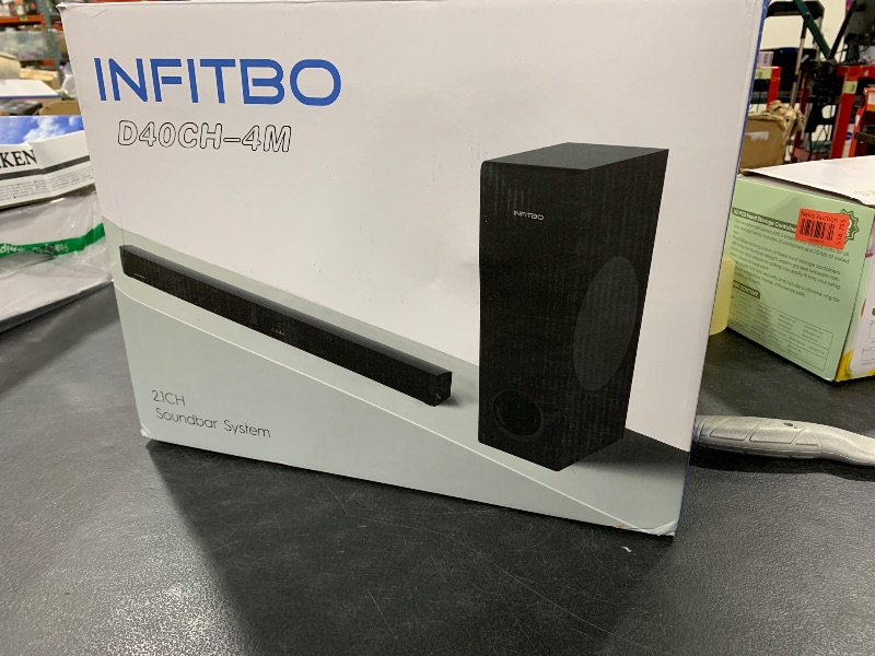 Photo 1 of INFITBO Sound Bar for Smart TV 2.1CH 190W Peak Power Soundbar with Subwoofer Detachable 2-in-1 BT 5.4 Surround Sound System 12L Deep Bass for PC Game with HD-ARC/Opt/USB/AUX Home Theater