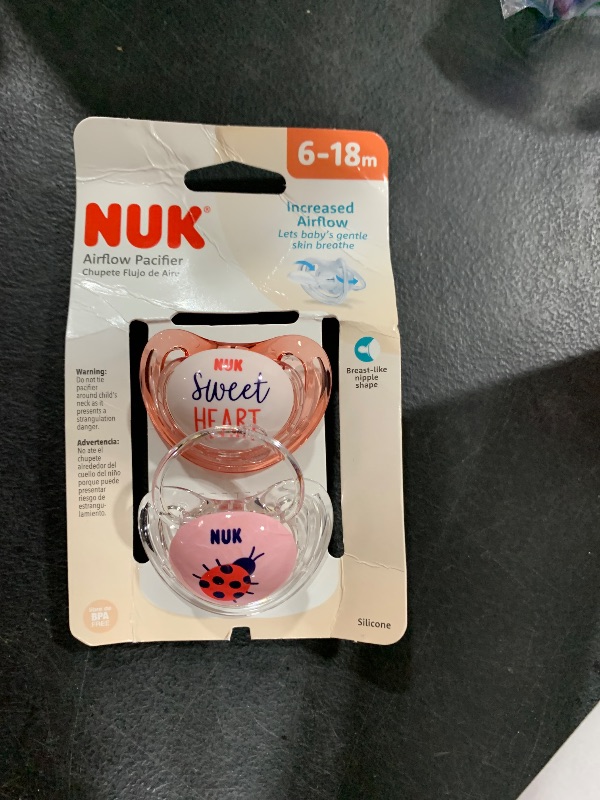 Photo 1 of NUK Airflow Orthodontic Pacifier, Girl, 6-18 Months, 2 Count (Pack of 1)