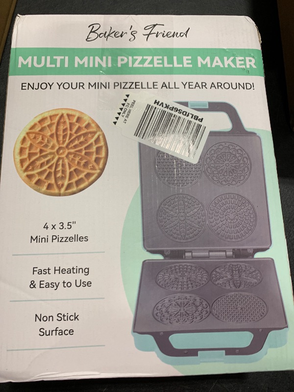 Photo 1 of Baker’s Friend Pizzelle Maker Electric, 4 X 3.5” Pizzelle Waffle Cookies for Christmas Baking Supplies, Stroopwafel Iron, Cookie Maker Machine with Pattern, Thin Waffle Maker, Aqua
