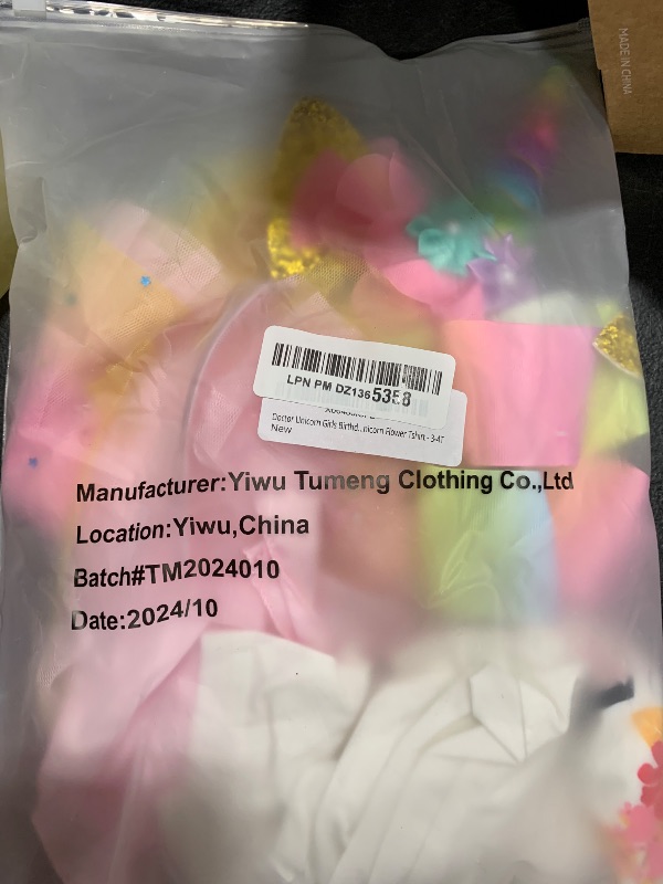 Photo 1 of Doctor Unicorn Girls Birthday Costume Outfit Set Pink Yellow Blue Tutu, Unicorn Shirt, Headband, Hair Bow & Birthday Sash Pink Yellow Blue/White Unicorn Flower Tshirt - 3-4T