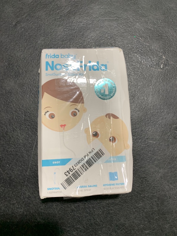 Photo 1 of Frida Baby Saline Kit, Includes NoseFrida Nasal Aspirator for Baby, Baby Nose Sucker, Saline Nasal Spray for Babies with 10 Extra Hygiene Filters, Nasal Spray Decongestant, 0.68 fl oz