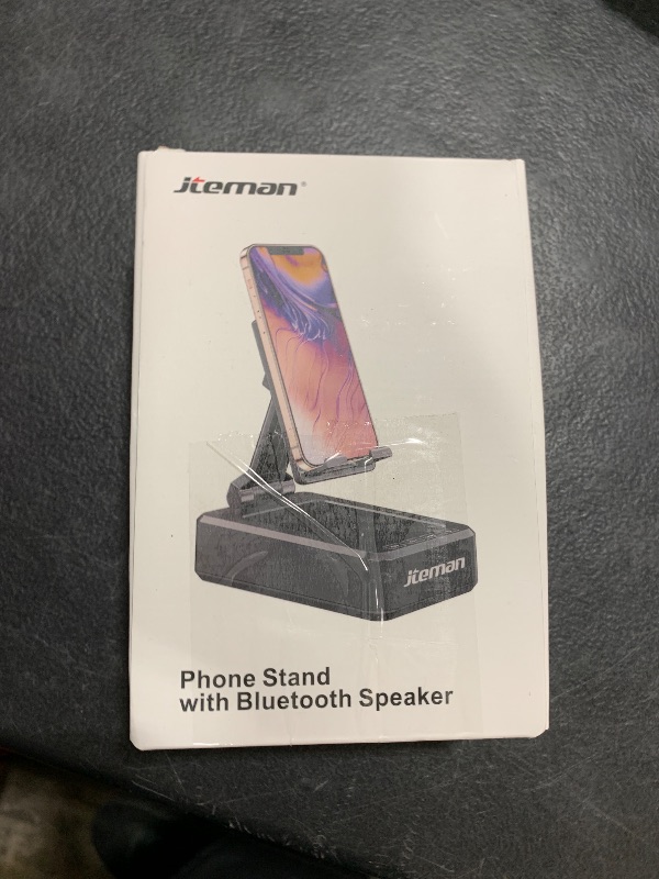 Photo 1 of Cell Phone Stand with Wireless Bluetooth Speaker and Anti-Slip Base HD Surround Sound Perfect for Home and Outdoors with Bluetooth Speaker for Desk Compatible with iPhone/ipad/Samsung Galaxy