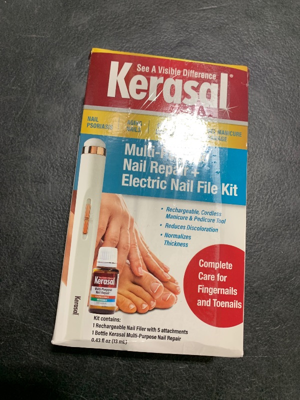 Photo 1 of Kerasal Multi-Purpose Nail Repair and Electric Nail File Kit - Nail Repair for Damaged Nails - Nail Care Kit Includes 0.43 fl oz Solution and Electric Nail File