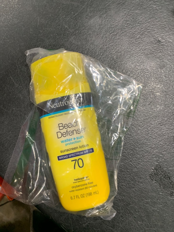 Photo 1 of Neutrogena Sunscreen Lotion Beach Defense SPF 70, 6.7 fl oz, Face and Body Sunscreen, Oil Free, Fast Absorbing, Oxybenzone Free Sun Care