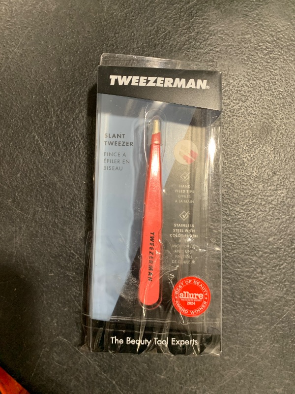 Photo 1 of Tweezerman Stainless Steel Slant Tweezer - Eyebrow Tweezers for Women and Men (Neon Pink)
