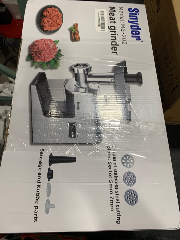 Photo 1 of Sinyder Electric Meat Grinder,3000W Max Heavy Duty Stainless Steel Meat Mincer with 2 Blades,3 Grinding Plates,Sausage Stuffer Tubes & Kubbe Kit for Home & Kitchen Using