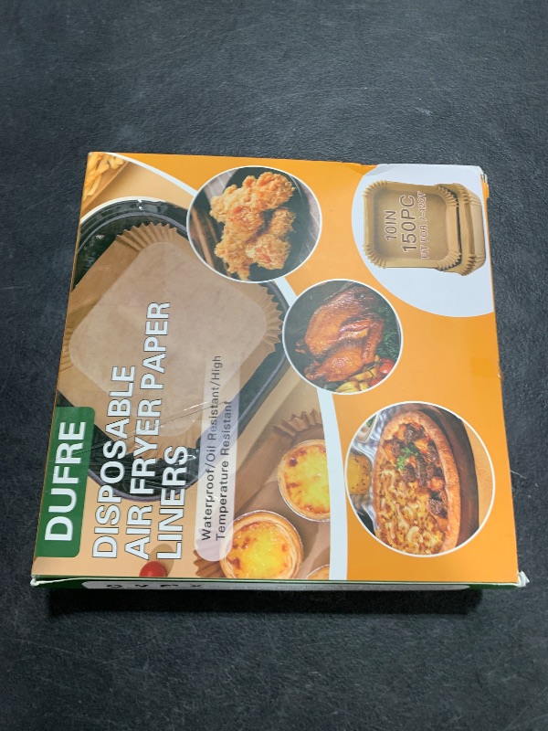 Photo 1 of DUFRE 150Pcs Air Fryer Paper Liners 10 INCH [ Fit 7-12 QT] Parchment Paper,Disposable Square Paper for Air Fryer Non-stick Oil-proof for Baking,Roasting,Microwave,fathers day for dad