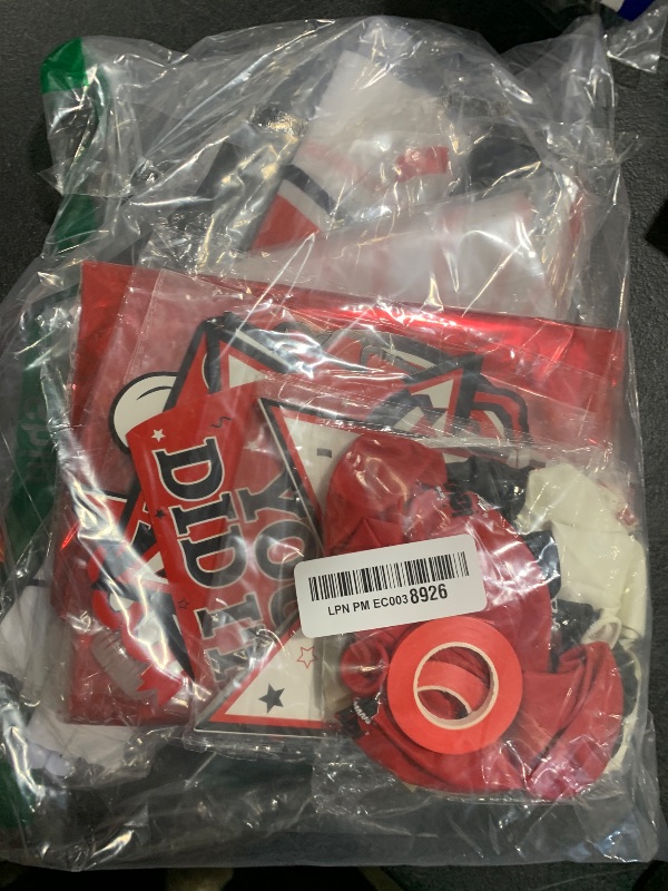 Photo 1 of Graduation Decorations Class of 2025 Red and White Graduation Decorations Include Grad Backdrop, Banner, Hanging Swirl, Porch Sign, Balloons, Foil Number 2025 for Congrats Grad Party Supplies