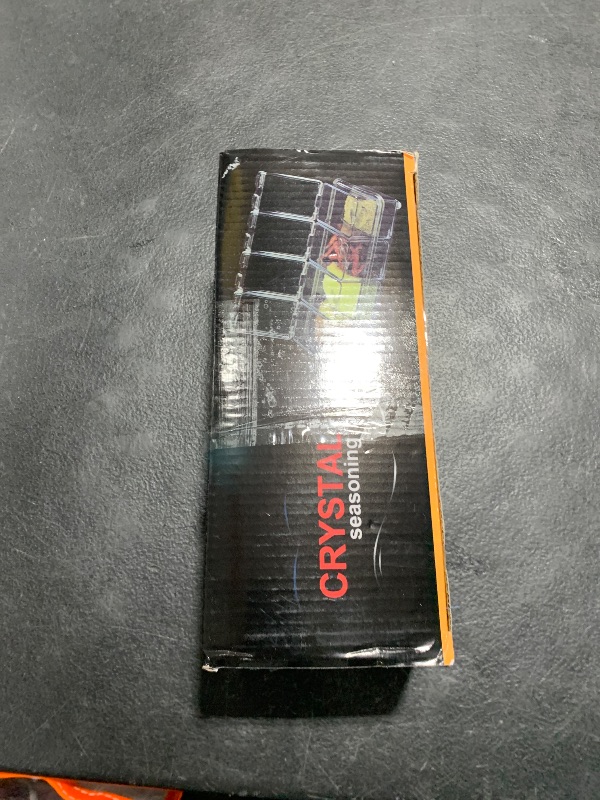 Photo 1 of XJMWXHFC Clear Seasoning Box, 4 Pieces Seasoning Rack Spice Pots, Storage Container Condiment Jars Acrylic Seasoning Box with Covers and Spoons for Spice, Sugar, Salt, Sugar, Cardamon, Cinnamon