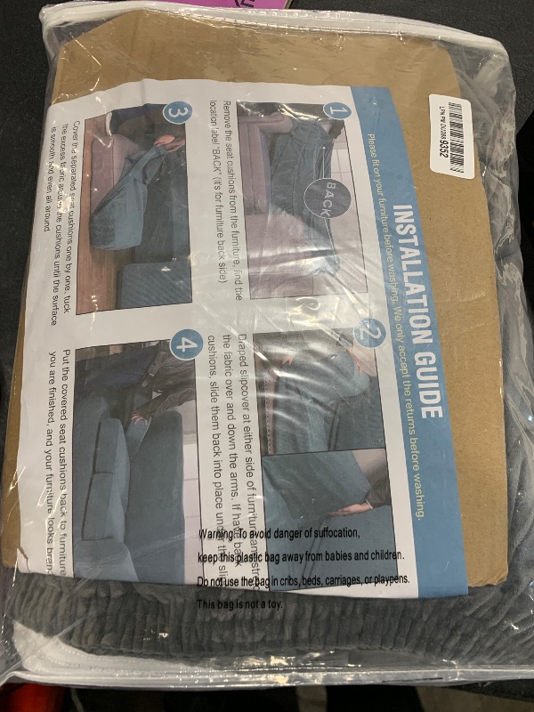 Photo 1 of H.VERSAILTEX Real Velvet Plush 3 Piece Stretch Sofa Covers Couch Covers for 2 Cushion Couch Sofa Slipcovers Width Up to 90 Inch Feature Thick Soft Stay in Place (Large Sofa, Grey)