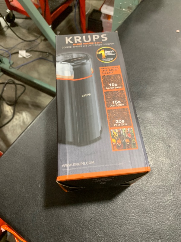 Photo 1 of KRUPS Silent Vortex Electric Coffee Grinder: 3 oz Capacity, 5x Quieter, 175W Motor for Coffee Beans, Spices & Herbs - Removable Dishwasher-Safe Bowl, 12-Cup Yield, Black