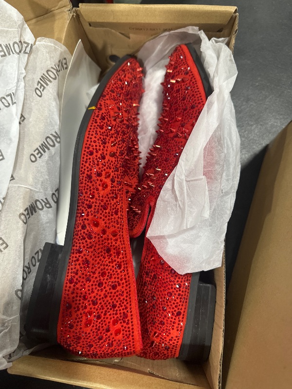Photo 1 of Enzo Romeo Men Fashion Rhinestones Studs Tuxedo Slip On Loafer Dress Shoes WBG (Red (02), Numeric_11)