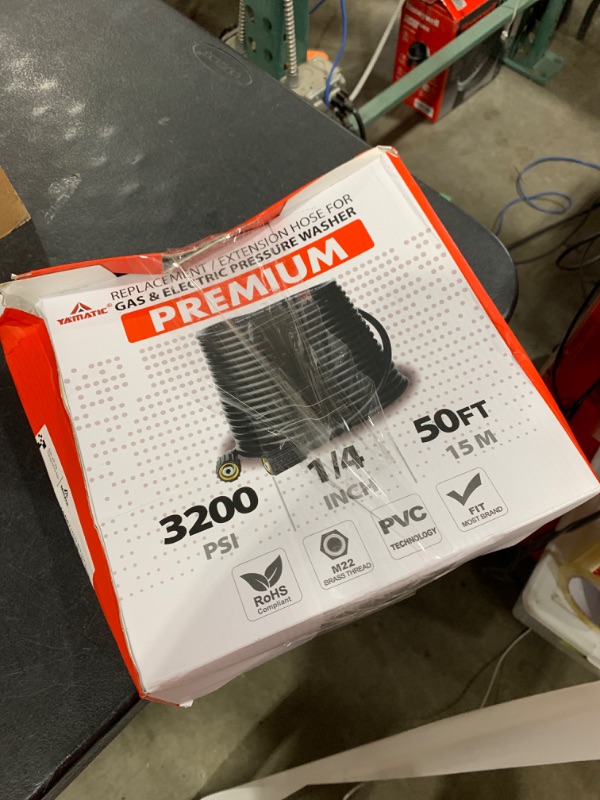 Photo 1 of YAMATIC Kink Resistant Pressure Washer Hose 50FT 1/4" M22 Brass Fitting Power Washer Hose Replacement for Ryobi, Troy Bilt, Greenworks, CRAFTSMAN Most Brand Power Washer, 3200 PSI