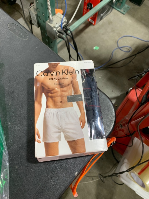 Photo 1 of Calvin Klein Men's Multicolor Underwear Cotton Classics 3-Pack Woven Boxer, Tide/Morgan Plaid, Tide/Montague Stripe, Tide, Medium