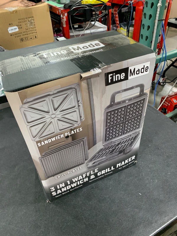 Photo 1 of FineMade Belgian Waffle Maker with Removable Plates, Waflera Electrica, Large Waffle Iron, 3 in 1 Panini Grill Press Breakfast Sandwich Maker, Electric Griddle, Grilled Cheese Maker, Breakfast Station