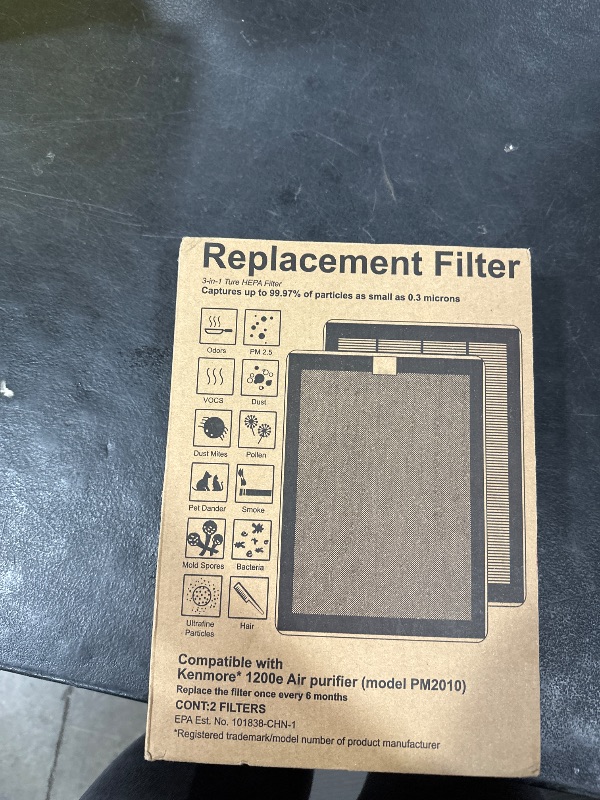 Photo 1 of KF250 Filter Replacement, Compatible with Kenmore KF250 1200e Series Air Purifier PM2010, 3-IN-1 H13 True HEPA Replacement Filter, Part No. KF250, 2-Pack