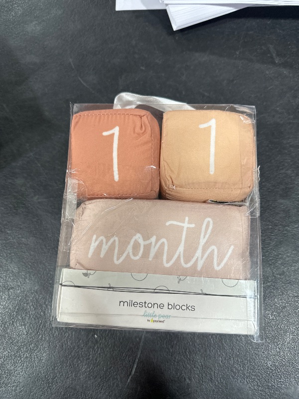 Photo 1 of Little Pear Plush Milestone Blocks, Baby Month Plush Blocks, New and Expecting Moms Gift, Baby Age Milestone Keepsakes, Newborn Photo Props
