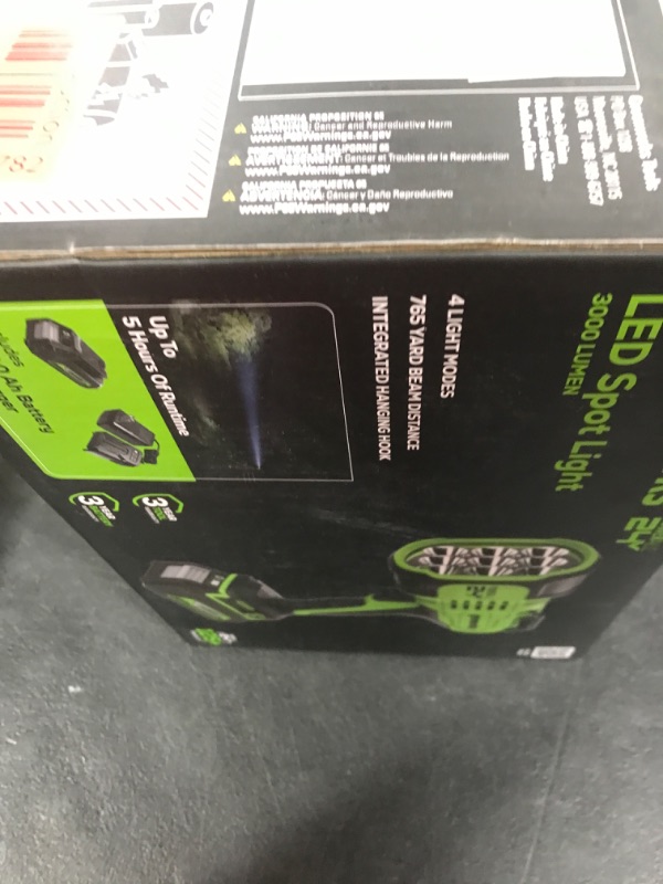 Photo 1 of Greenworks 24V LED Handheld Spotlight with 765 Yard Distance, Cordless 3000 Lumen Work Light with 2Ah Battery and Charger