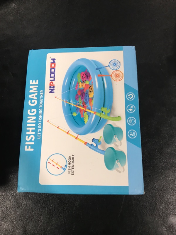 Photo 1 of NIPLOOOW Pool Fishing Toys Games, Water Table Bathtub Toy with Inflatable Pool Pole Rod Net Plastic Floating Fish, Birthday Gifts for Kids Age 3 4 5 6 Year Old,Kids Outdoor Toys