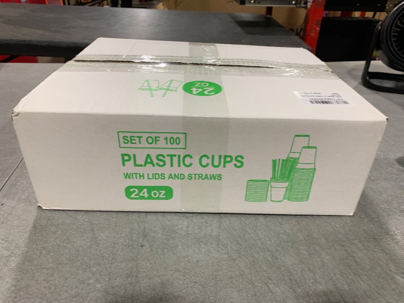 Photo 1 of AOZITA 100 Pack - 24 oz Clear Plastic Cups with Lids and Straws, Sturdy & Food Safe Iced Coffee Cups with lids, Disposable Iced Coffee Cups for Cold Drinks