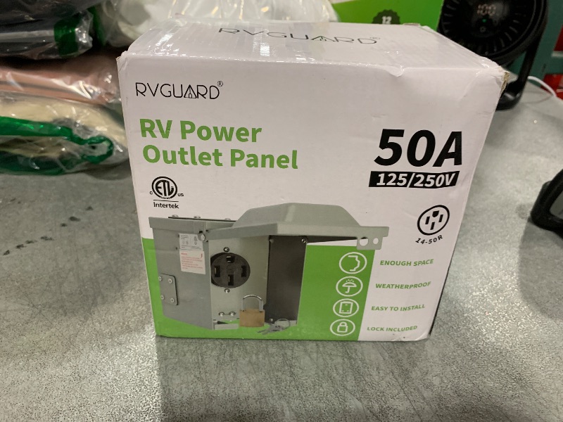Photo 1 of RVGUARD 50 Amp 125/250 Volt RV/EV Power Outlet Box, Enclosed Lockable Weatherproof Outdoor Electrical NEMA 14-50R Receptacle Panel, ETL Listed