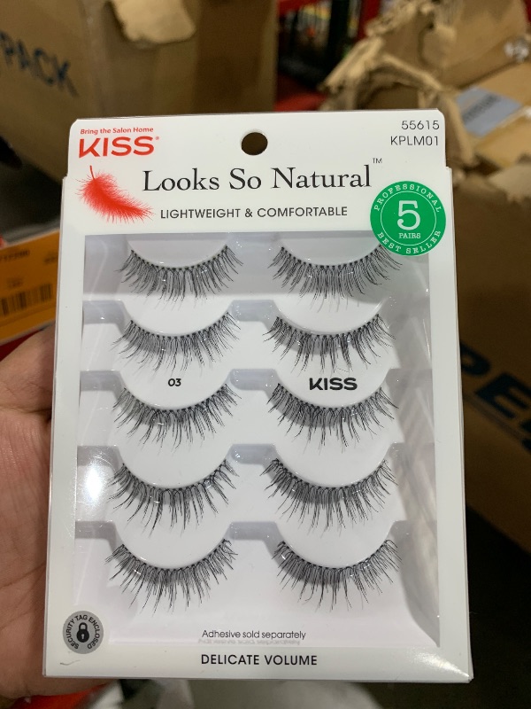 Photo 1 of KISS Looks So Natural False Eyelashes Multipack #03, Lightweight & Comfortable, Delicate Volume, Natural-Looking, Tapered End Technology, Reusable, Cruelty-Free, Contact Lens Friendly, 5 Pairs