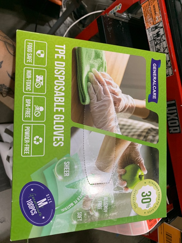 Photo 1 of GENERALCARE Ultra Strong Disposable TPE Cooking Gloves, Ideal for Cleaning and Food Prep.Latex & Powder Free Food safe 100 Pieces(M)