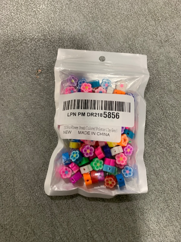 Photo 1 of 100 Pcs Flower Beads Colored Polymer Clay Beads for DIY Jewelry Bracelet Earring Necklace Craft Making Supplies