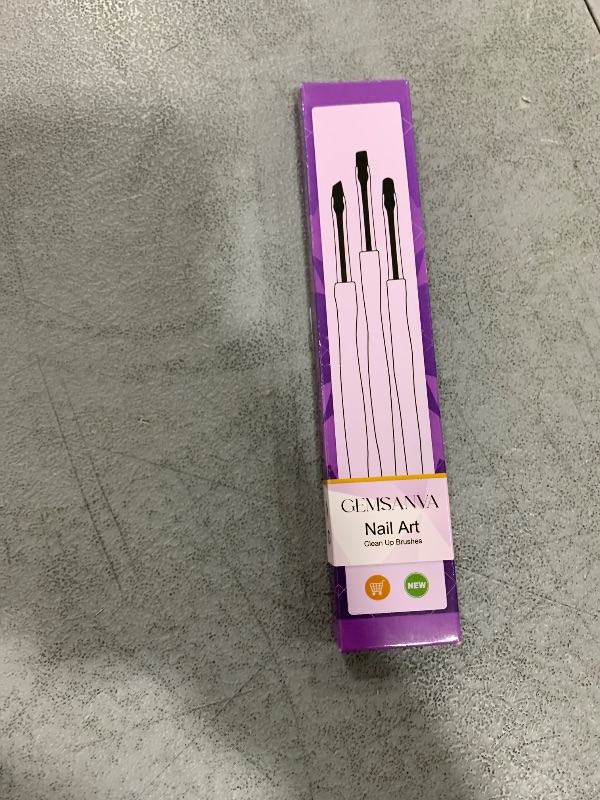 Photo 1 of GEMSANVA Nail Art Clean Up Brushes,3PCS Nail Brush For Cleaning Polish Mistakes on the Cuticles,Flat/Oval/Fine Angled Gel Nail Brushes For Nail Art Design Painting and DIY Tools (BLACK PURPLE)
