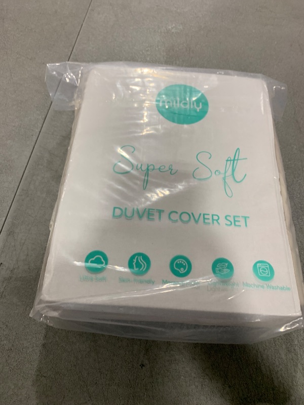 Photo 1 of MILDLY Super Soft Duvet Cover 2pcs - 100% Washed Microfiber Beige Comforter Cover Set with Zipper Closure & Corner Ties (No Comforter)