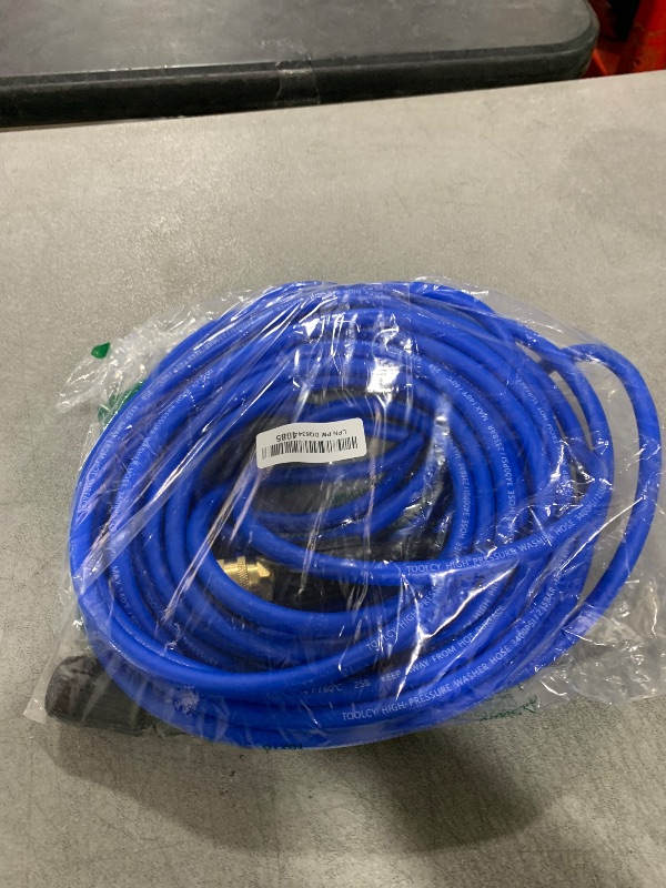 Photo 1 of TOOLCY Super Flexible Pressure Washer Hose 50ft, 3400 PSI Kink Resistant Power Washer Hose 1/4 in., Replacement Power Wash Hose with M22 and 3/8" Quick Connection Kit for Gas & Electric
