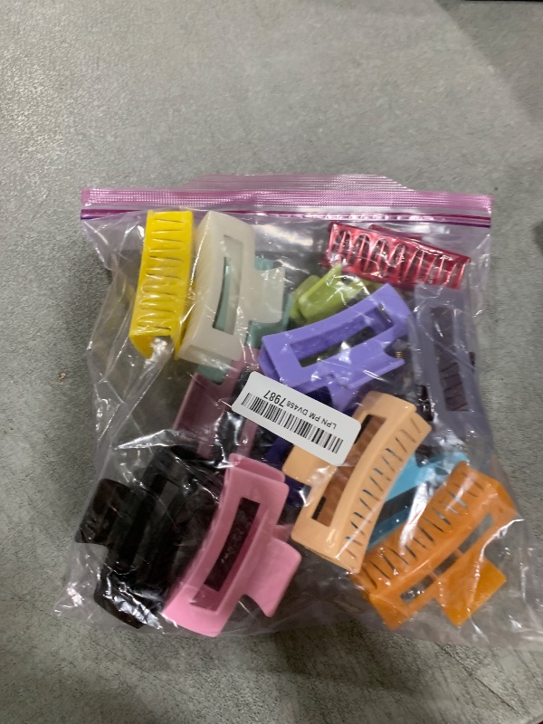 Photo 1 of 15 Pack Rectangle Hair Claw Clips Solid Color Hair Clips Stylish Elegant Barrettes for All Hair Types for Women Non-Slip Hair Jaw Clips