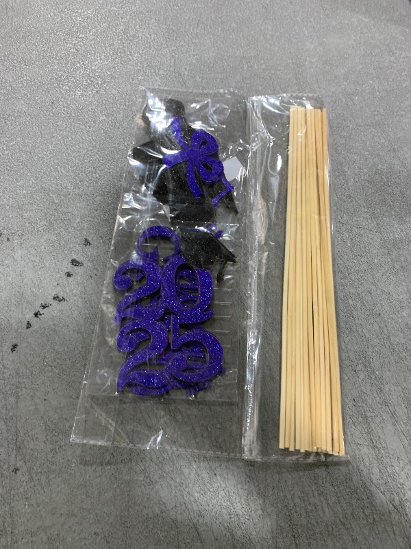 Photo 1 of TOOYUMON Graduation Decorations 2025, 16pcs Graduation Centerpieces for Table, Blue and Black Double-Sided Glittering Centerpiece Table Decorations, Class of 2025 Grad Party Decors